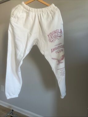 YoungLA rose white sweatpants size S